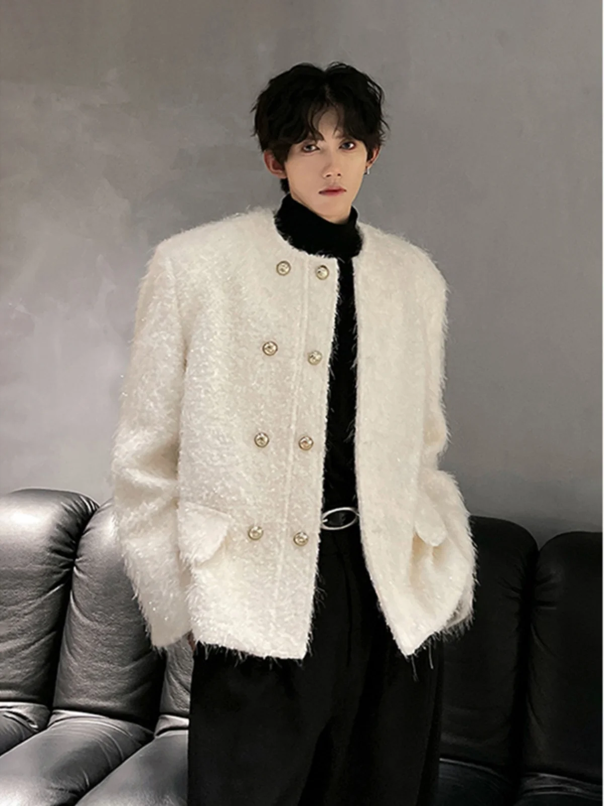 White ort Fur Jaet Men's Autumn Winter Double Button Casual Suit No Collar Korean Sle Haome ort Coat for Teens
White ort Fur Jaet Men's Autumn Winter Double Button Casual Suit No Collar Korean Sle Haome ort Coat for Teens