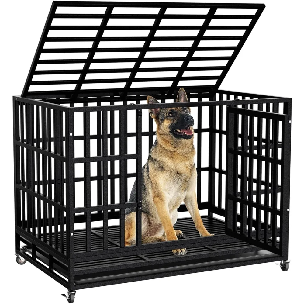 48 Inch Heavy Duty Dog Crate Kennel with Wheels, High Anxiety Indestructible Dog Crates for Large Dogs, XL XXL Extra Large Dog C
48 Inch Heavy Duty Dog Crate Kennel with Wheels, High Anxiety Indestructible Dog Crates for Large Dogs, XL XXL Extra Large Dog C