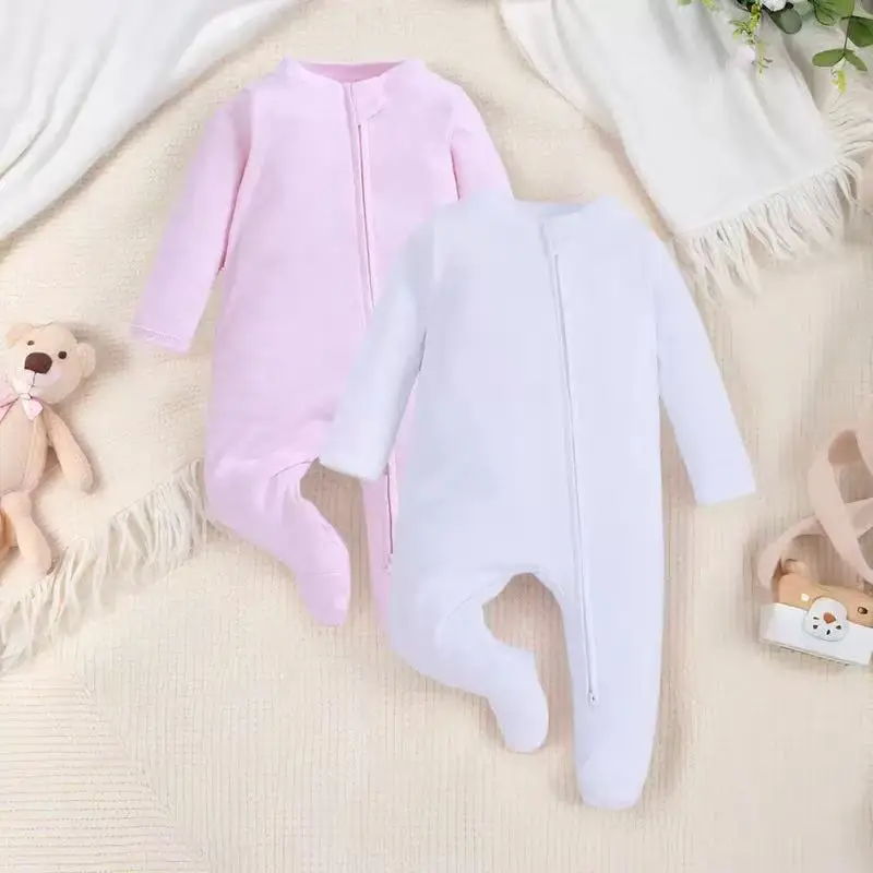 Unisex Newborn Baby Footed Pajamas Long Sleeve Zipper Romper Cotton Jumpsuit Solid White 0-12 Months Fashion Baby Clothes
Unisex Newborn Baby Footed Pajamas Long Sleeve Zipper Romper Cotton Jumpsuit Solid White 0-12 Months Fashion Baby Clothes