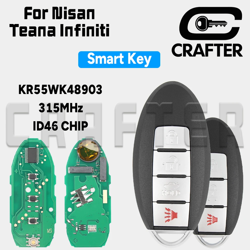 Key Crafters KR55WK48903 ID46 CHIP 315MHz Smart Card Key For Nisan Teana Altima Maxima Murano Infiniti G25 G35 G37 Q60 FX35 FX37
Key Crafters KR55WK48903 ID46 CHIP 315MHz Smart Card Key For Nisan Teana Altima Maxima Murano Infiniti G25 G35 G37 Q60 FX35 FX37