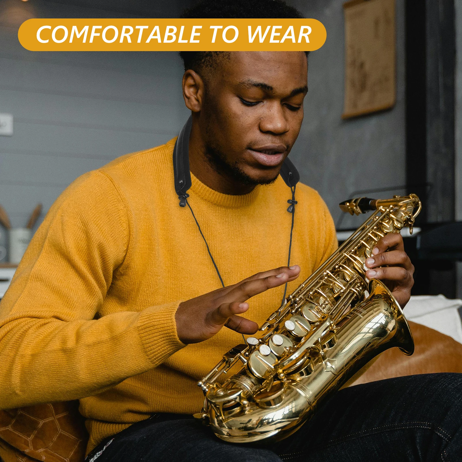 Saxophone Strap Adjustable 58CM Black Padded Harness Suitable Alto Tenor Clarinet Drum Neck Support Lightweight Comfortable Wear
Saxophone Strap Adjustable 58CM Black Padded Harness Suitable Alto Tenor Clarinet Drum Neck Support Lightweight Comfortable Wear