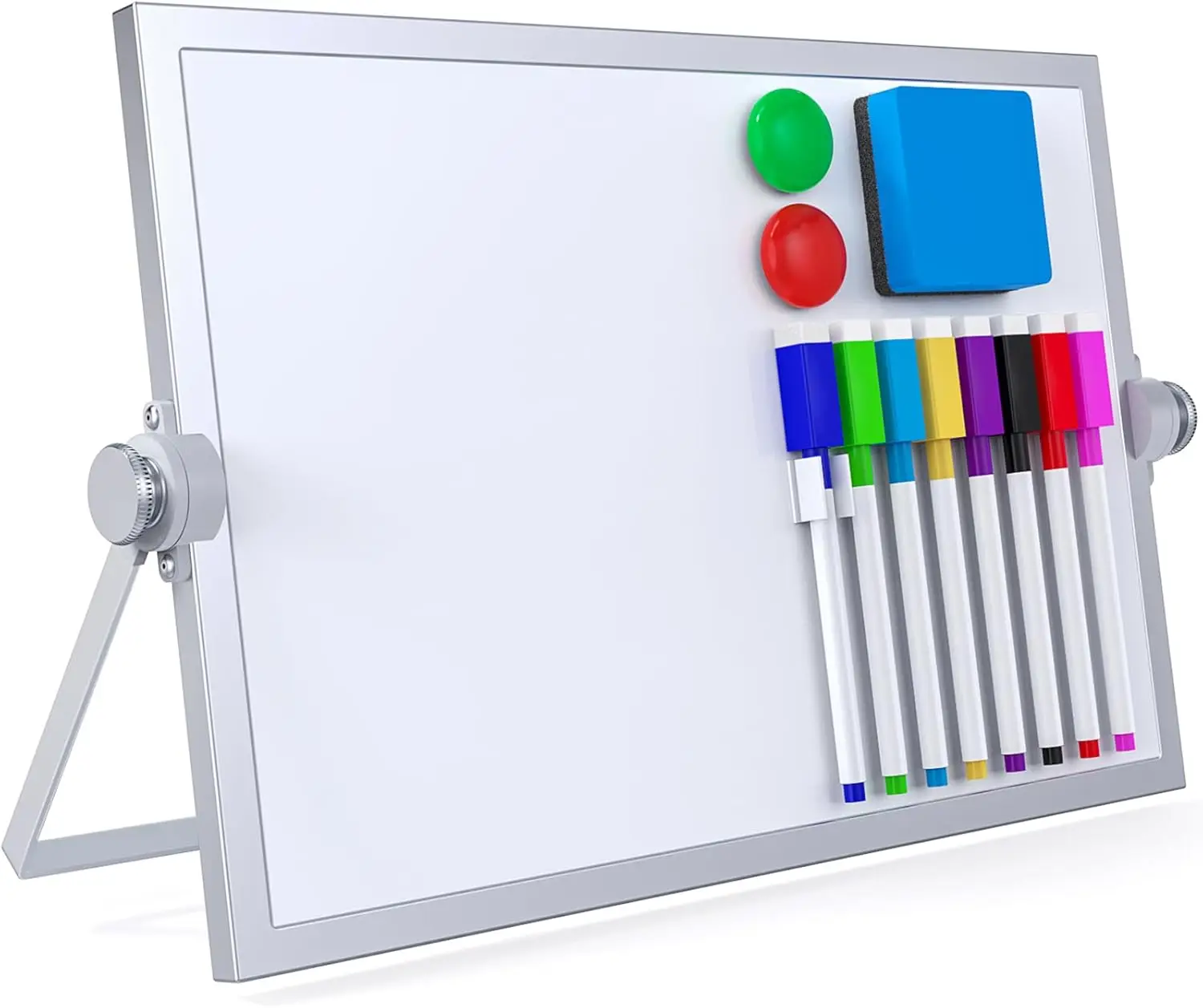 Magnetic Dry Erase White Board with Stand, Double-Sided Portable Desktop Easel for Kids Drawing & Teacher Instruction
Magnetic Dry Erase White Board with Stand, Double-Sided Portable Desktop Easel for Kids Drawing & Teacher Instruction