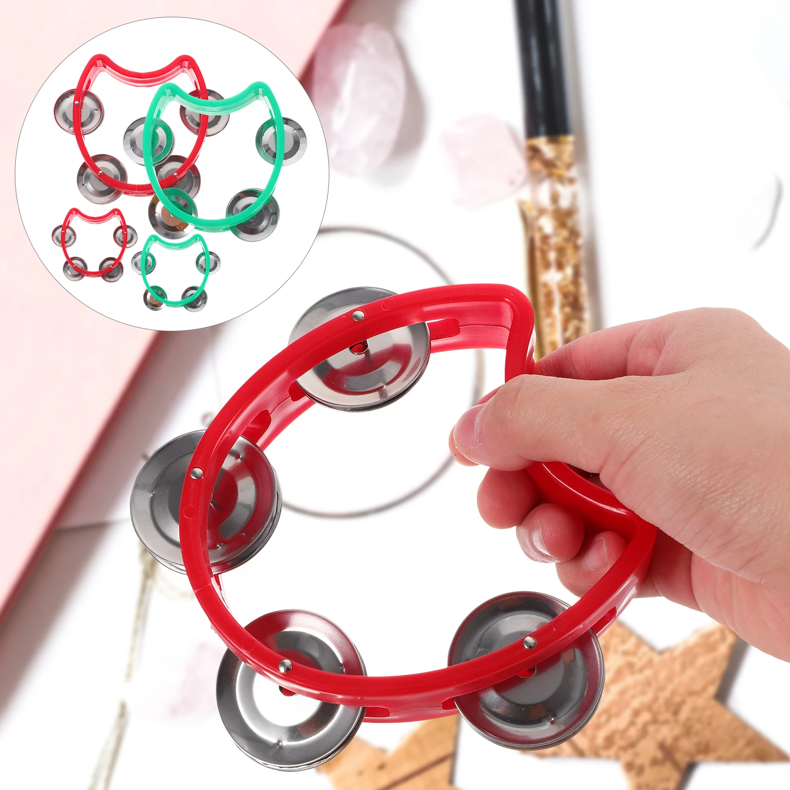 4pcs Hand Hand Bells Instruments Green Tambourine Instruments Musical Instrument Lightweight Party Tambourine Toys
4pcs Hand Hand Bells Instruments Green Tambourine Instruments Musical Instrument Lightweight Party Tambourine Toys