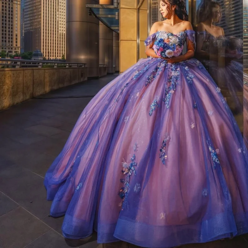 Purple Quinceanera Dresses Off the Shoulder Glitter Decal Lace Flower Long tail Bow Vestidoe 15 Quinceanera Customize
Purple Quinceanera Dresses Off the Shoulder Glitter Decal Lace Flower Long tail Bow Vestidoe 15 Quinceanera Customize