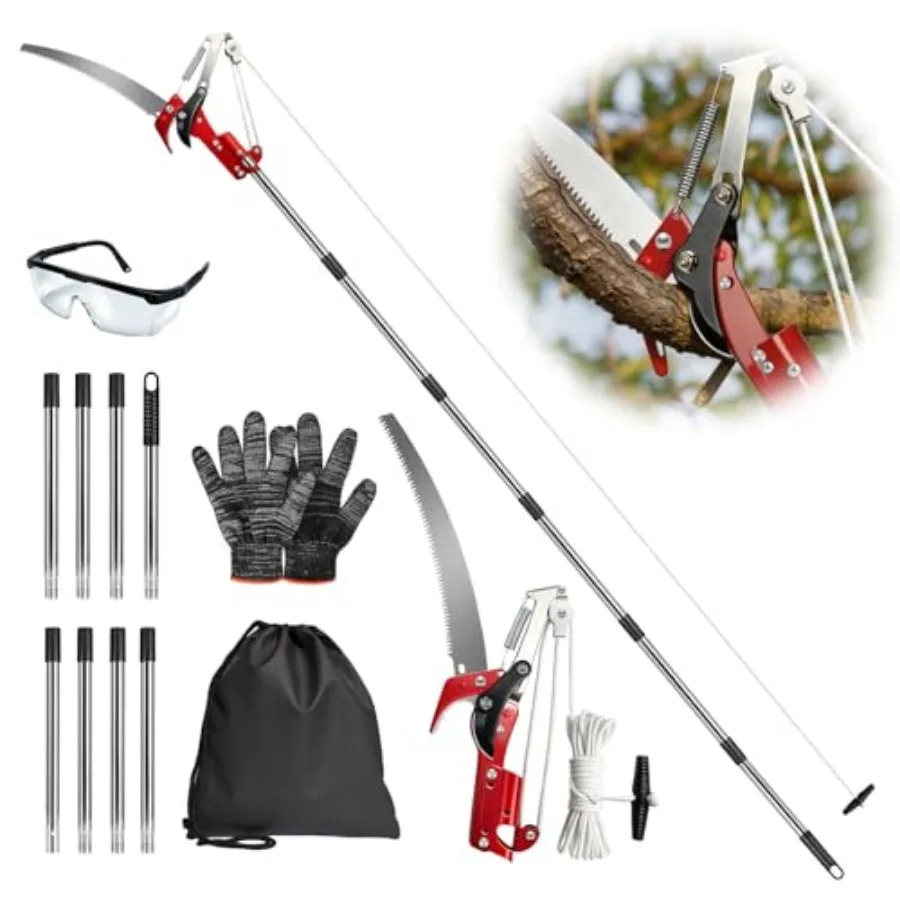 Pole Saw for Tree Trimming, 10.8FT Extendable Tree Pruner Long Handle Branch Cutter with Pruning Saw and Scissors, Manual Limb
Pole Saw for Tree Trimming, 10.8FT Extendable Tree Pruner Long Handle Branch Cutter with Pruning Saw and Scissors, Manual Limb