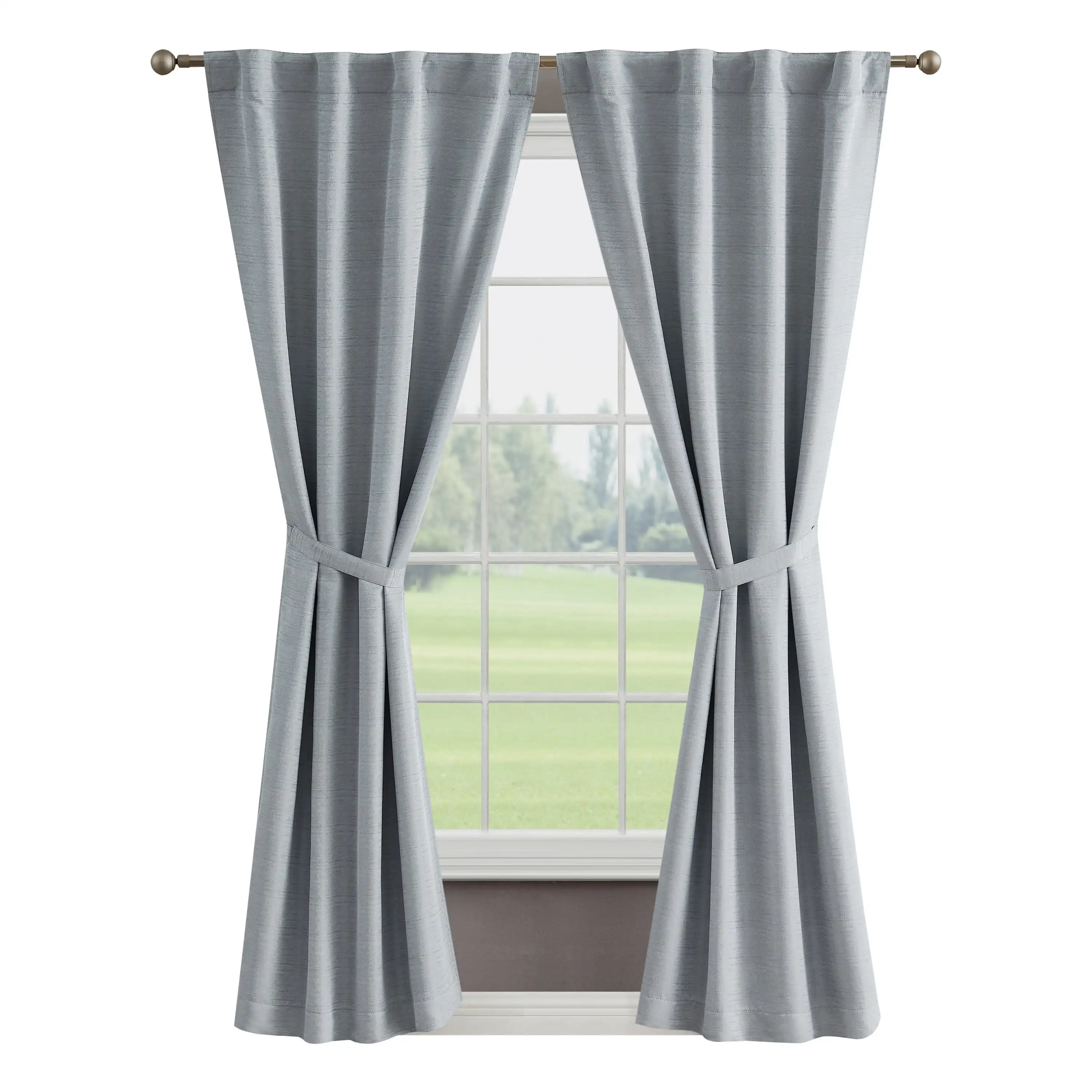 Tobie Blackout Window Curtain Panels with Tiebacks, Back Tab, Light Grey, 38 X 96
Tobie Blackout Window Curtain Panels with Tiebacks, Back Tab, Light Grey, 38 X 96