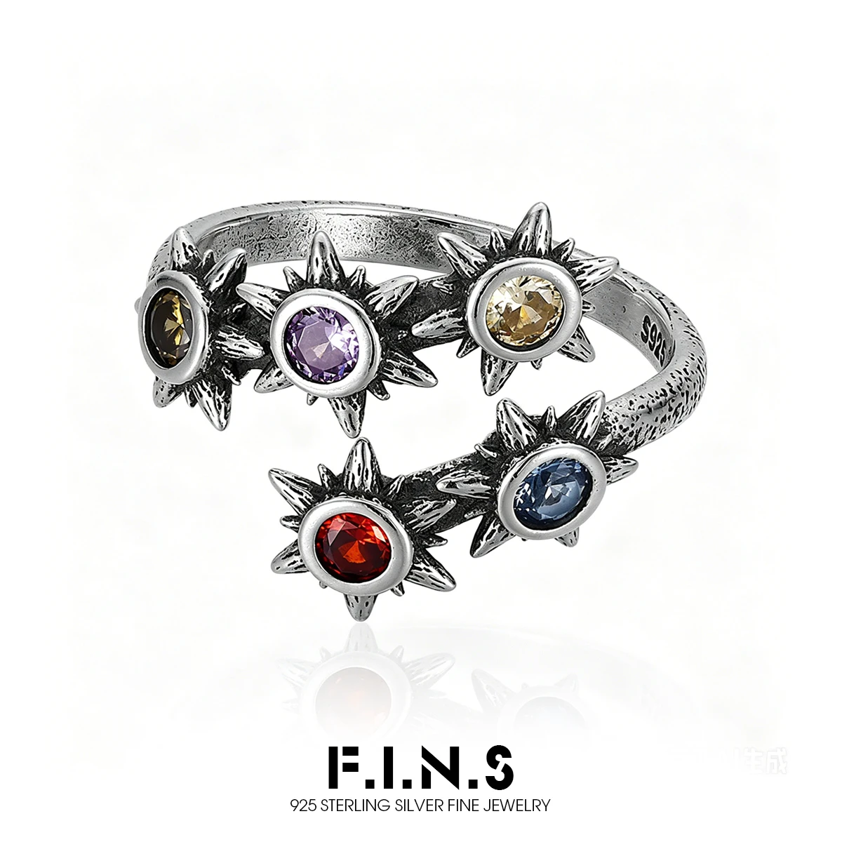 F.I.N.S Retro Old S925 Sterling Silver Sunset Open Ring for Women Vintage Colored Zirconia Overlap Index Mid Finger Fine Jewelry
F.I.N.S Retro Old S925 Sterling Silver Sunset Open Ring for Women Vintage Colored Zirconia Overlap Index Mid Finger Fine Jewelry