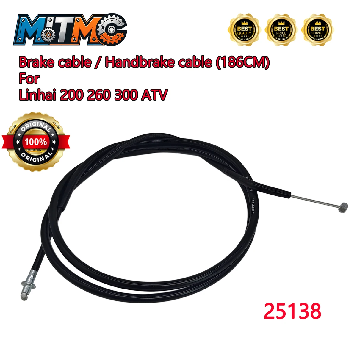 Brake cable / Handbrake cable (186CM) For Linhai 200 260 300 ATV Parking system 25138
Brake cable / Handbrake cable (186CM) For Linhai 200 260 300 ATV Parking system 25138