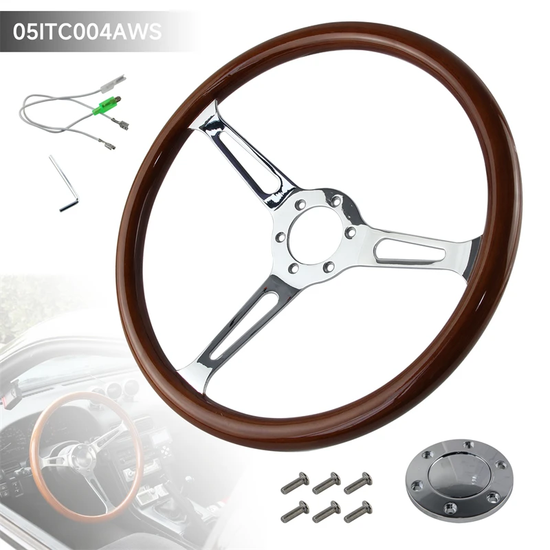 Universal 15" inch 380mm Wooden Silver Chromed Spoke 1.75" Deep Steering Wheel Classic Wood Horn Kit 6 bolts
Universal 15" inch 380mm Wooden Silver Chromed Spoke 1.75" Deep Steering Wheel Classic Wood Horn Kit 6 bolts