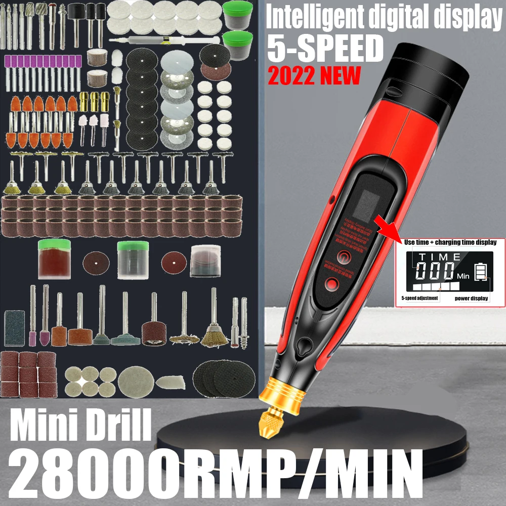 28000RMP Digital Display Mini Drill Electric Mini Grinder Set Drill USB Charging Rotary Tools With Engraving Accessories Kits
28000RMP Digital Display Mini Drill Electric Mini Grinder Set Drill USB Charging Rotary Tools With Engraving Accessories Kits