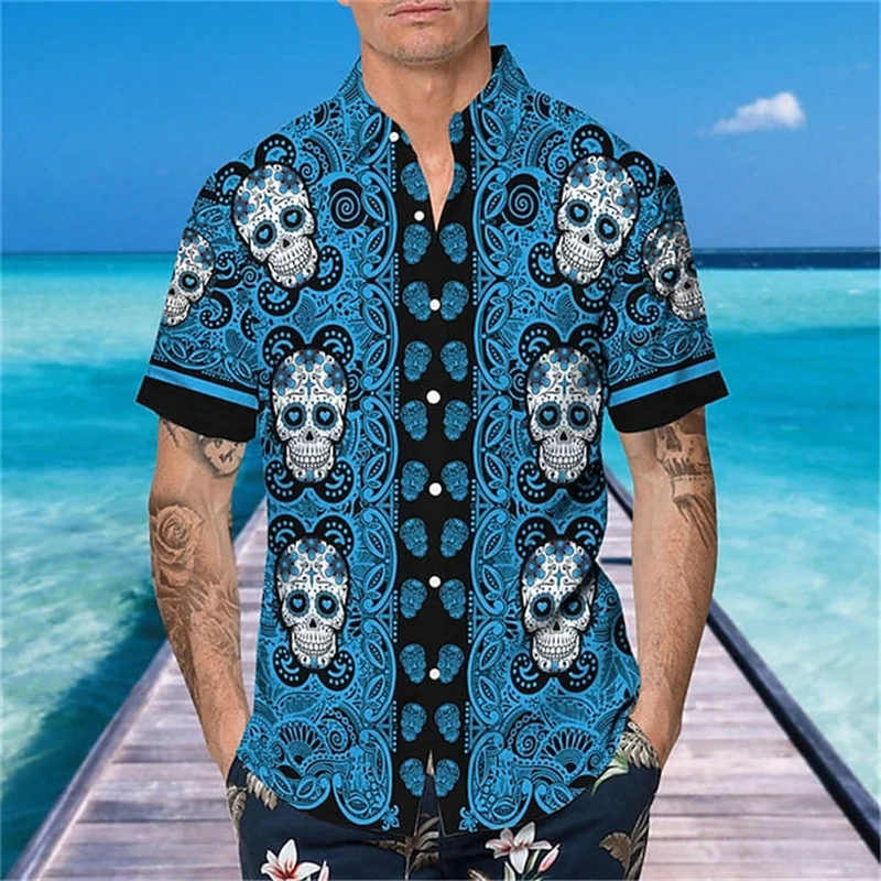 Men's Skull Print Shirts Beach Vacation Casual Shirt 2023 Summer Short Sleeve Shirts Men's Polo Neck Trendy Comfortable Shirts
Men's Skull Print Shirts Beach Vacation Casual Shirt 2023 Summer Short Sleeve Shirts Men's Polo Neck Trendy Comfortable Shirts