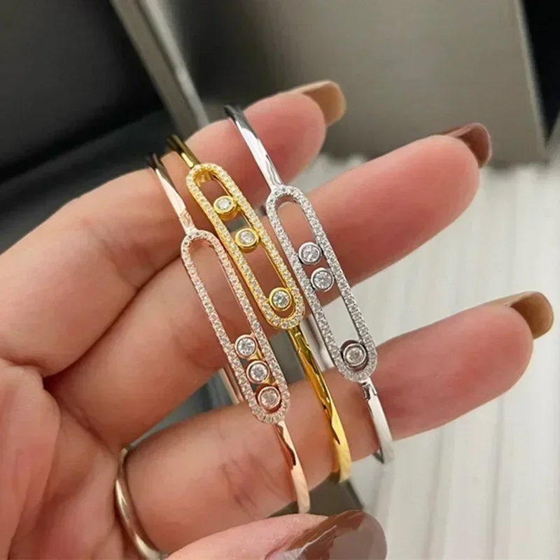 2025 High Quality 925 Sterling Silver Slide 3 Zircon Bangle For Women Luxury Fine Jewelry
2025 High Quality 925 Sterling Silver Slide 3 Zircon Bangle For Women Luxury Fine Jewelry
