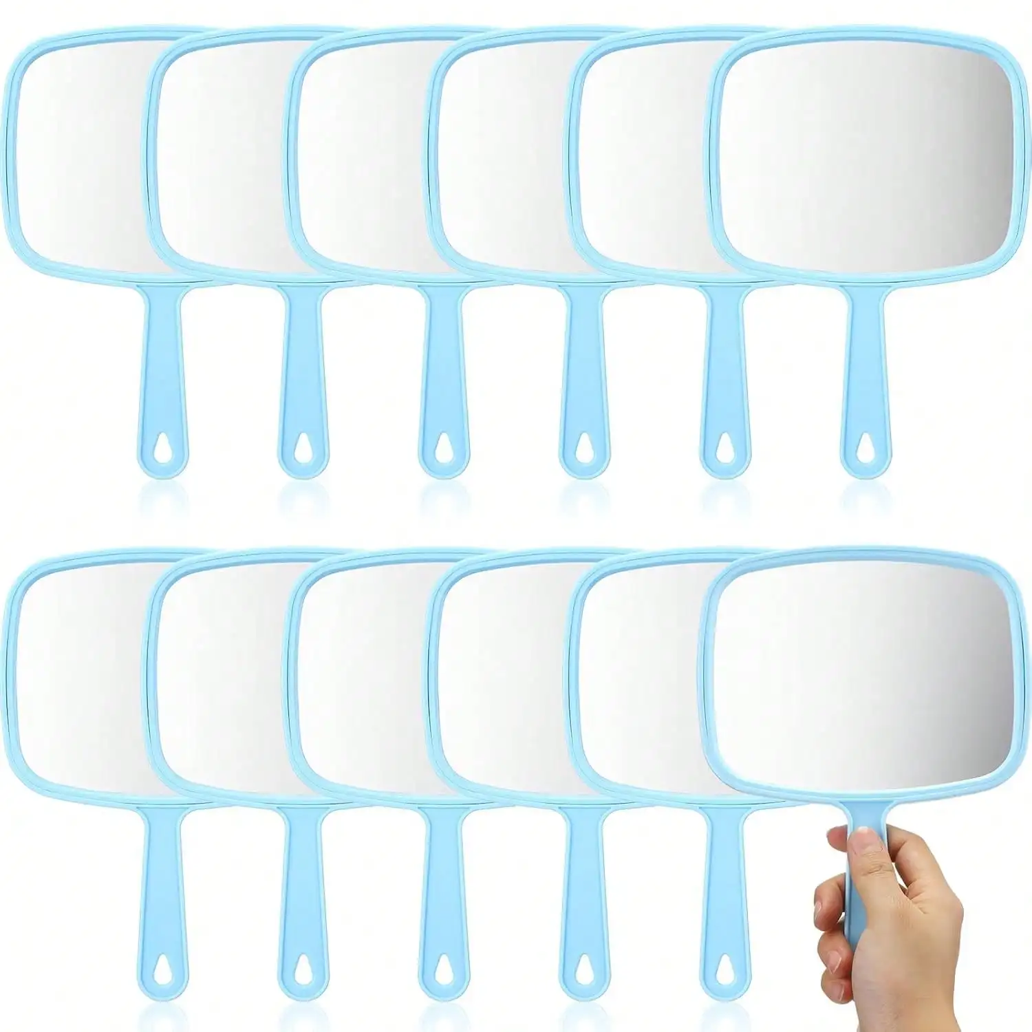12 Pcs Hand Held Mirrors With Handles Hand Makeup Mirrors Bulk Wall Mount For Women Cosmetic Bathroom Home Barber Salon Travel Portable Beauty School Gift, 6.69 X 9.45 Inch (Light Blue)
12 Pcs Hand Held Mirrors With Handles Hand Makeup Mirrors Bulk Wall Mount For Women Cosmetic Bathroom Home Barber Salon Travel Portable Beauty School Gift, 6.69 X 9.45 Inch (Light Blue)