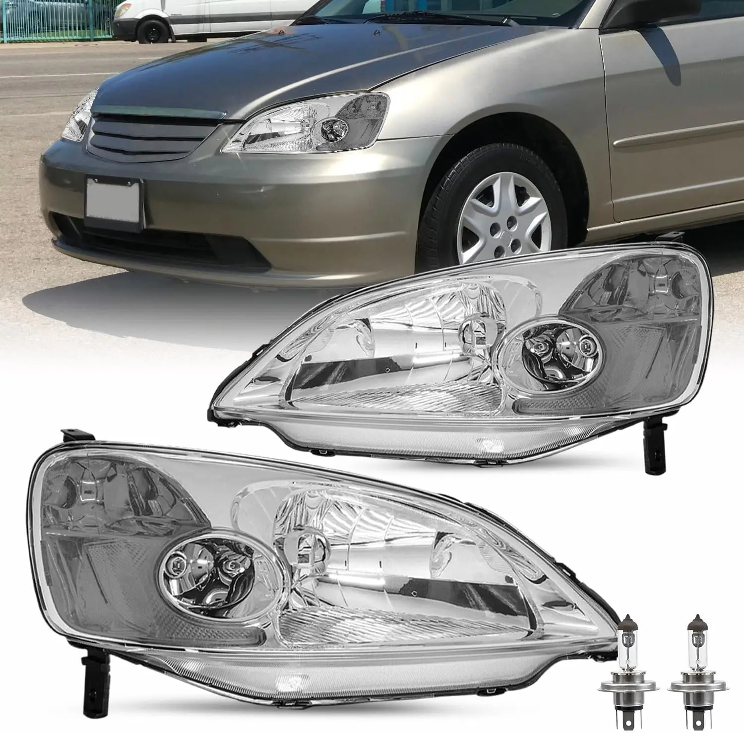 Пара фар в сборе с лампочками для Honda Civic 2001 2002 2003 гг., замена 2/4 дверных фар (хромированный корпус и прозрачный отражатель)
Пара фар в сборе с лампочками для Honda Civic 2001 2002 2003 гг., замена 2/4 дверных фар (хромированный корпус и прозрачный отражатель)