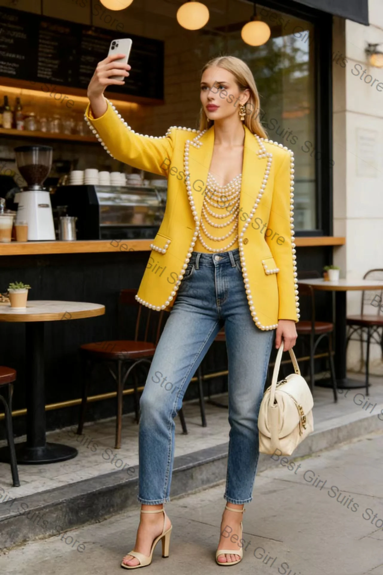 Pearls Women Suit 1 Piece Blazer Cotton Spring Formal Office Lady Jacket Customized Wedding Coat
Pearls Women Suit 1 Piece Blazer Cotton Spring Formal Office Lady Jacket Customized Wedding Coat