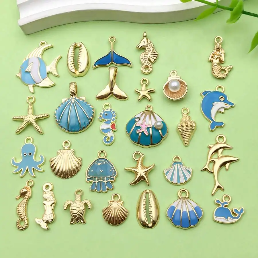 28pcs Mixed Enamel Ocean Life Pendants, Including Gold Seashell, Starfish, Etc., Gold Plated, Suitable For Beach Jewelry Making,
28pcs Mixed Enamel Ocean Life Pendants, Including Gold Seashell, Starfish, Etc., Gold Plated, Suitable For Beach Jewelry Making,
