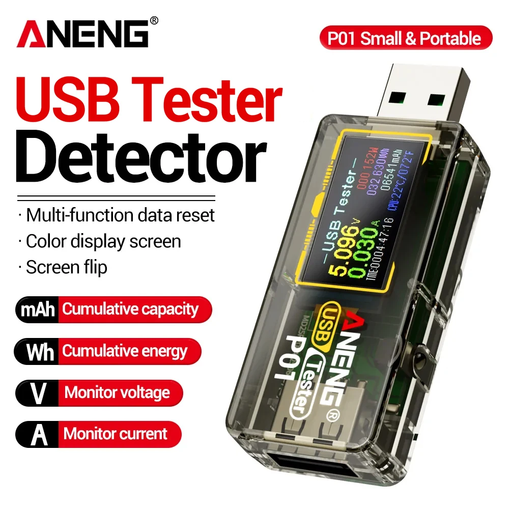 ANENG P01 USB Tester Type-C Multifunctional Voltage Current Meter 4V-30V Power Detector Capacity Energy Temperature Monitoring
ANENG P01 USB Tester Type-C Multifunctional Voltage Current Meter 4V-30V Power Detector Capacity Energy Temperature Monitoring