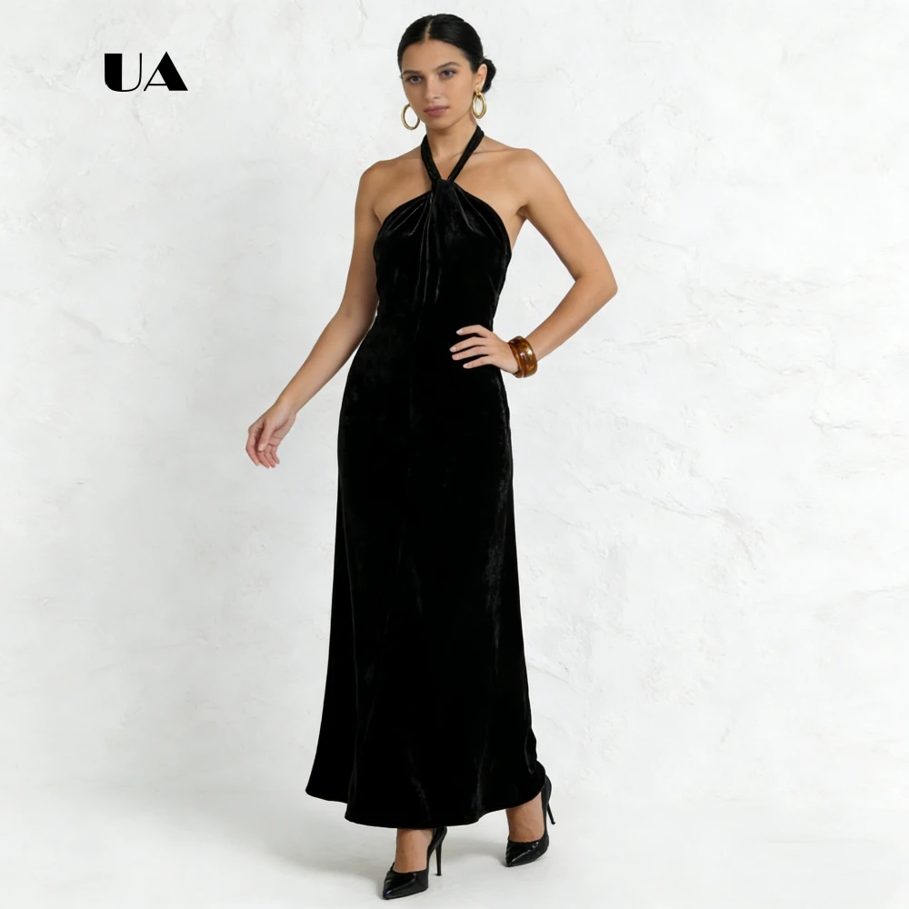 ULBYANRY Sleeveless Velvet Prom Dress, Solid Halter Neck Ruched Evening Dress for Woman, Elegant Sheath Customized Party Gown
ULBYANRY Sleeveless Velvet Prom Dress, Solid Halter Neck Ruched Evening Dress for Woman, Elegant Sheath Customized Party Gown