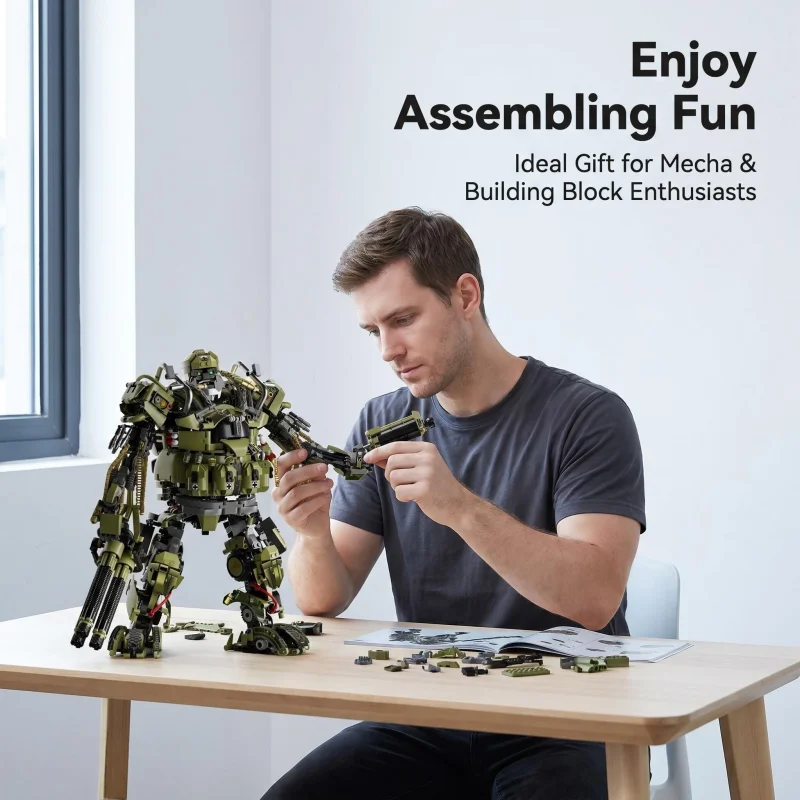 Army green armored mech building block model, fully jointed with movable heavy weapon parts, suitable for teens and adults as a
Army green armored mech building block model, fully jointed with movable heavy weapon parts, suitable for teens and adults as a