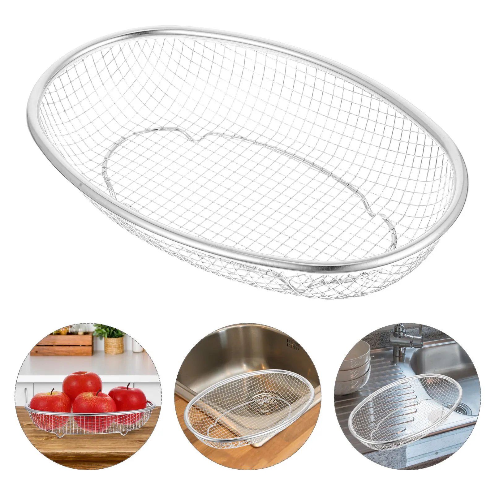 Stainless Steel Oval Mesh Basket Space Saving Kitchen Fruit Vegetable Bread Food Strainer Drainer Oval Storage Basket
Stainless Steel Oval Mesh Basket Space Saving Kitchen Fruit Vegetable Bread Food Strainer Drainer Oval Storage Basket