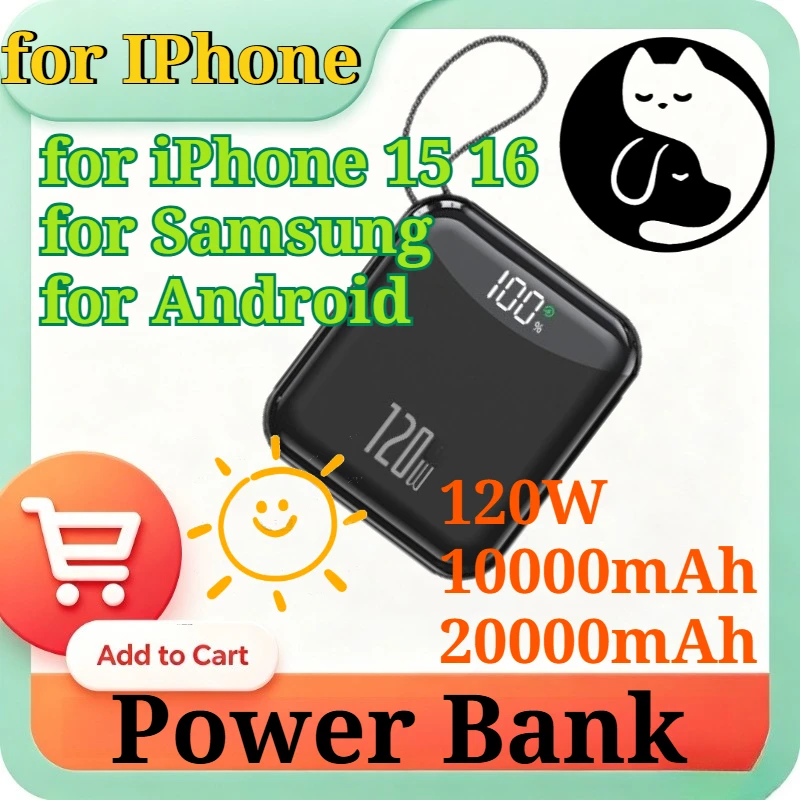 120W Ultra Fast Charging Power Bank 10/20Ah with Built-in Type-C Lightning Cables Portable Charger Digital Display for IPhone
120W Ultra Fast Charging Power Bank 10/20Ah with Built-in Type-C Lightning Cables Portable Charger Digital Display for IPhone