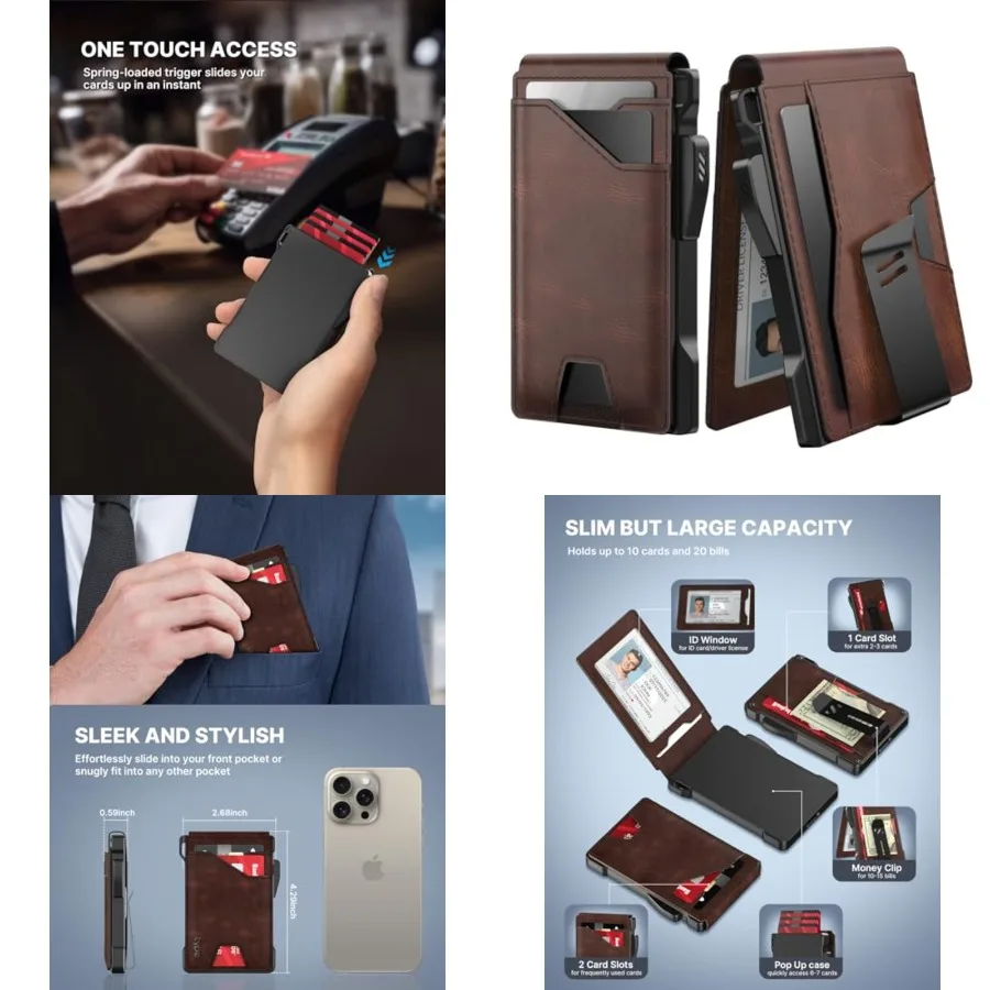 Tactical Wallet for Men Card Holder: Pop Up Card Case, Genuine Leather, Smart, RFID Blocking, Slim, Minimalist, Thin, Front Poc
Tactical Wallet for Men Card Holder: Pop Up Card Case, Genuine Leather, Smart, RFID Blocking, Slim, Minimalist, Thin, Front Poc