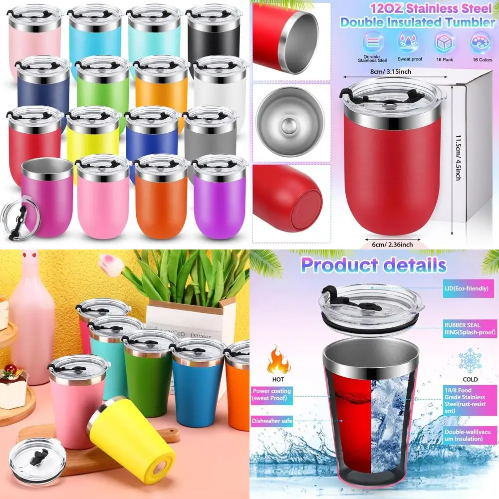 Bulk 16-Count Insulated Stainless Steel 12oz Double Wall Travel Mugs with Lids for Hot and Cold Beverages
Bulk 16-Count Insulated Stainless Steel 12oz Double Wall Travel Mugs with Lids for Hot and Cold Beverages