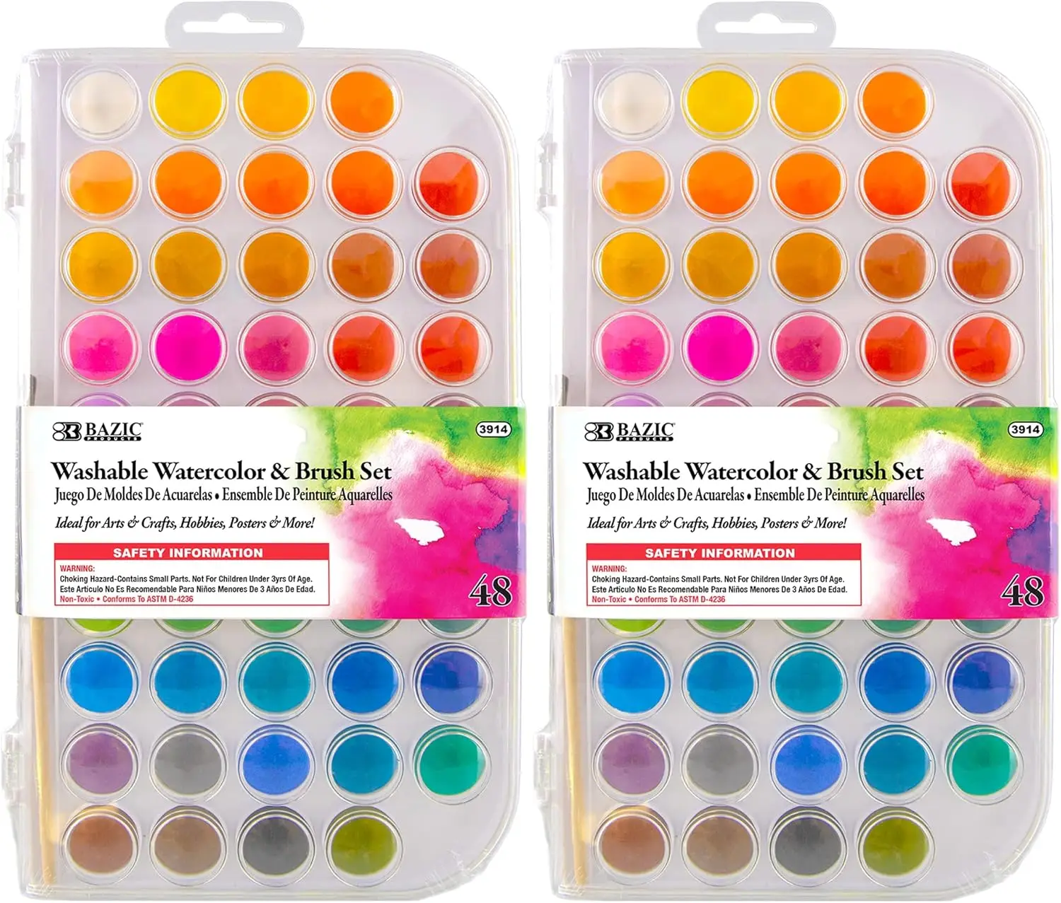 Watercolor w/Brush & Mixing Palette, 48 Color Non-Toxic Paint Set, for Hobby Fun Art Supplies Vibrant Painting, Gift for
Watercolor w/Brush & Mixing Palette, 48 Color Non-Toxic Paint Set, for Hobby Fun Art Supplies Vibrant Painting, Gift for