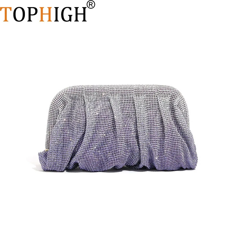 TOPHIGH Newly Premium Handmade Diamond-encrusted Clutch Bag Pleated Chain Rhinestone Cloud Clip Dinner Purse Single Shoulder Bag
TOPHIGH Newly Premium Handmade Diamond-encrusted Clutch Bag Pleated Chain Rhinestone Cloud Clip Dinner Purse Single Shoulder Bag