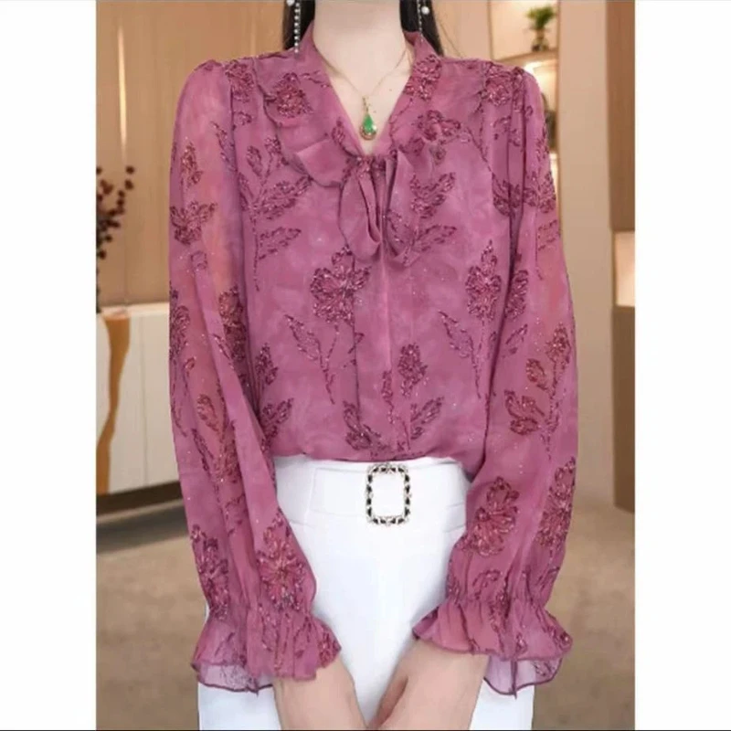 Women's Elegant V-Neck Ruffle Princess Sleeve Blouse Ladies Popular Long Sleeve Print Shirt Office Top
Women's Elegant V-Neck Ruffle Princess Sleeve Blouse Ladies Popular Long Sleeve Print Shirt Office Top