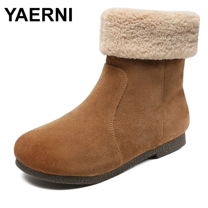 Winer Snow Boots For Women Handmade Retro Cow Suede Leather Slip On Warm Flat Heel Soft Comfort Mid Calf Boots
Winer Snow Boots For Women Handmade Retro Cow Suede Leather Slip On Warm Flat Heel Soft Comfort Mid Calf Boots