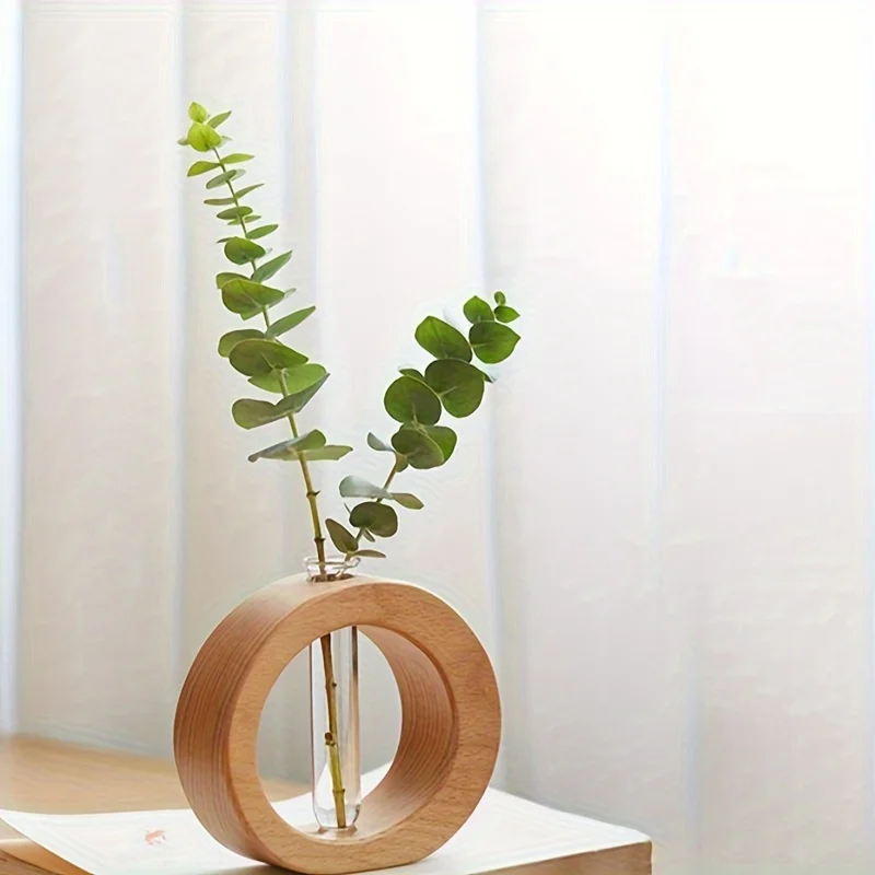 Chic Round Glass Vase for Fresh Flowers - Wooden Base, Hydroponic Plant Decor for Living Room & Home
Chic Round Glass Vase for Fresh Flowers - Wooden Base, Hydroponic Plant Decor for Living Room & Home