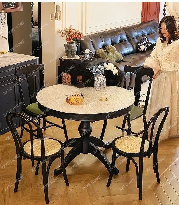 Solid wood rock slab retractable dining table high-end circular folding new household dining table
Solid wood rock slab retractable dining table high-end circular folding new household dining table