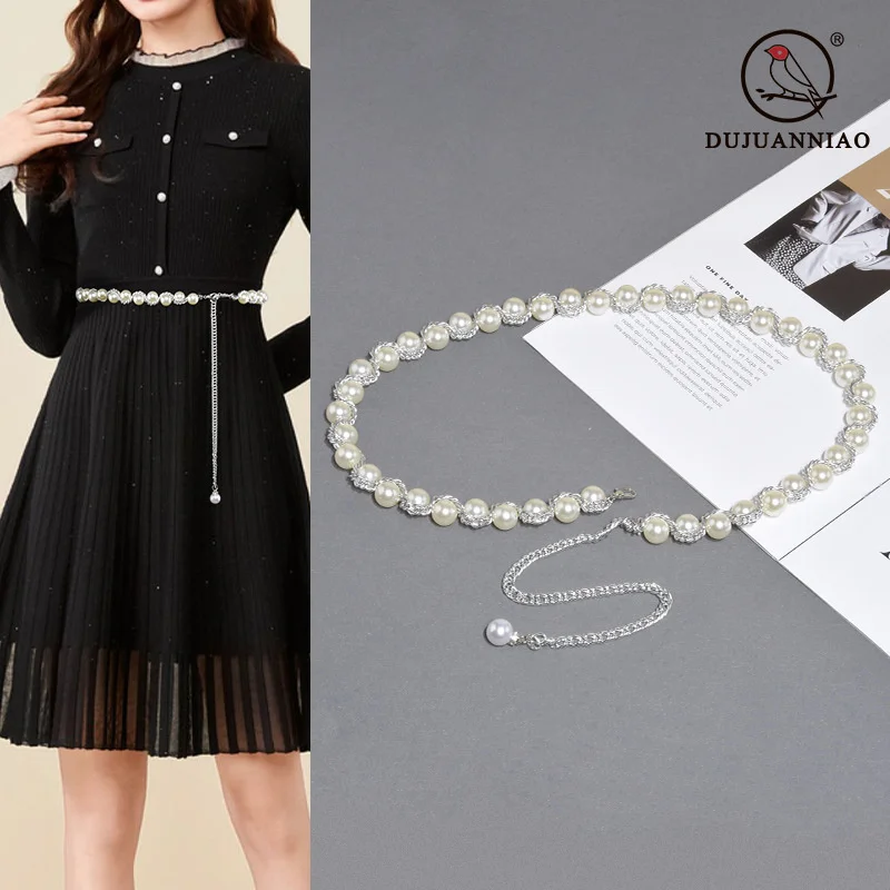 100% genuine real leather Pearl Weaving Chain Waist Women's Dress Accessories Versatile and Elegant Beaded Belt
100% genuine real leather Pearl Weaving Chain Waist Women's Dress Accessories Versatile and Elegant Beaded Belt