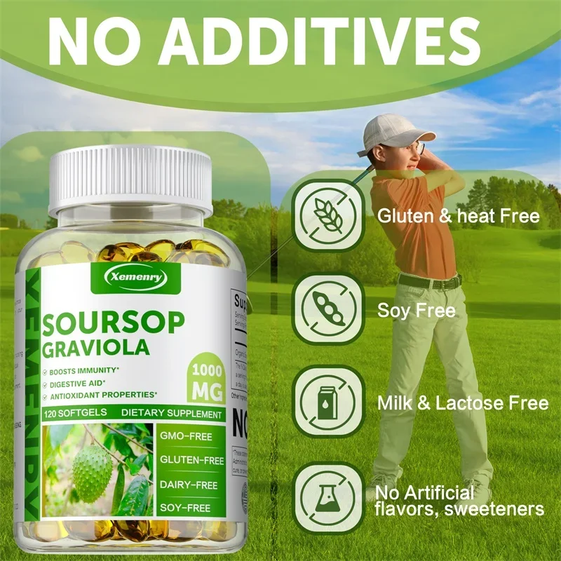 Soursop Graviola 1000MG - Antioxidant, Boosts Cellular Energy, Support Healthy Cell Growth, Improves Digestion, Enhance Immunity
Soursop Graviola 1000MG - Antioxidant, Boosts Cellular Energy, Support Healthy Cell Growth, Improves Digestion, Enhance Immunity