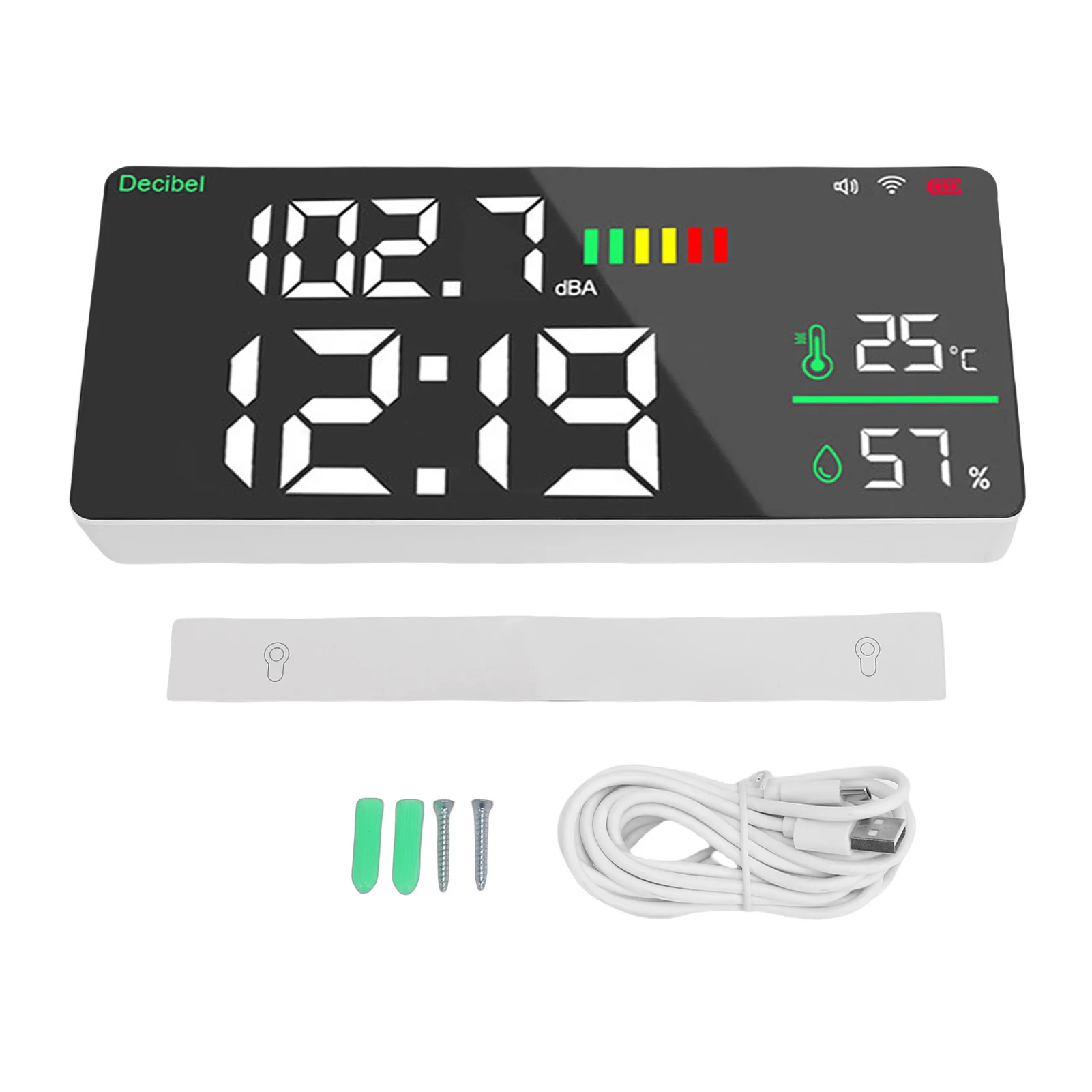 Sound Level Meter 11 Inch Large LED Wall Mount Decibel Tester for Home Studio Factory Time Temperature Humidity Display 30-130dB
Sound Level Meter 11 Inch Large LED Wall Mount Decibel Tester for Home Studio Factory Time Temperature Humidity Display 30-130dB