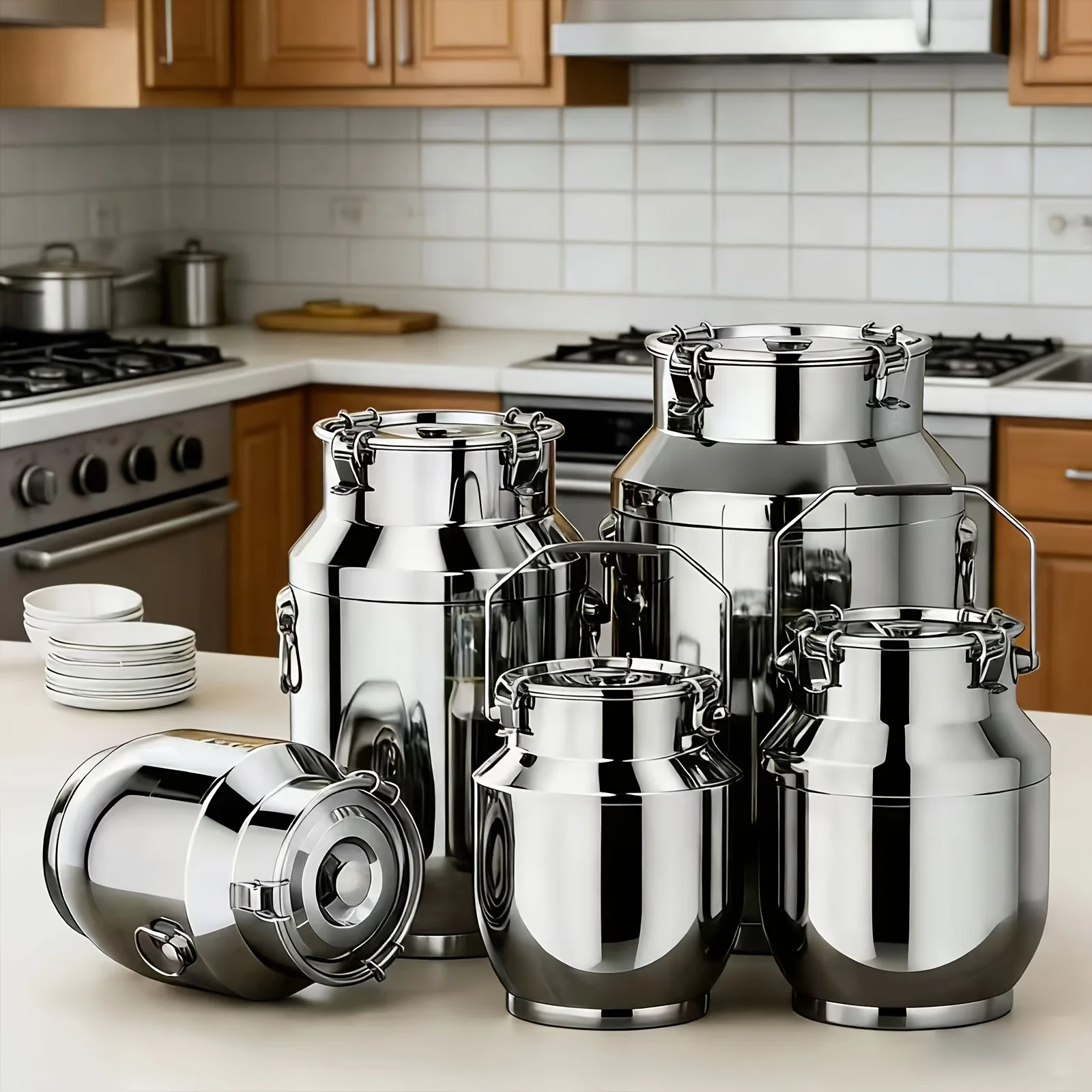 304 Stainless Steel Milk Can, Wine Storage Barrel, Large Liquid Container Storage With Locking Sealed Lid Bucket And Carry Handle, Tea Storage Canister, Airtight Food Storage Container For Home & Commercial Use
304 Stainless Steel Milk Can, Wine Storage Barrel, Large Liquid Container Storage With Locking Sealed Lid Bucket And Carry Handle, Tea Storage Canister, Airtight Food Storage Container For Home & Commercial Use
