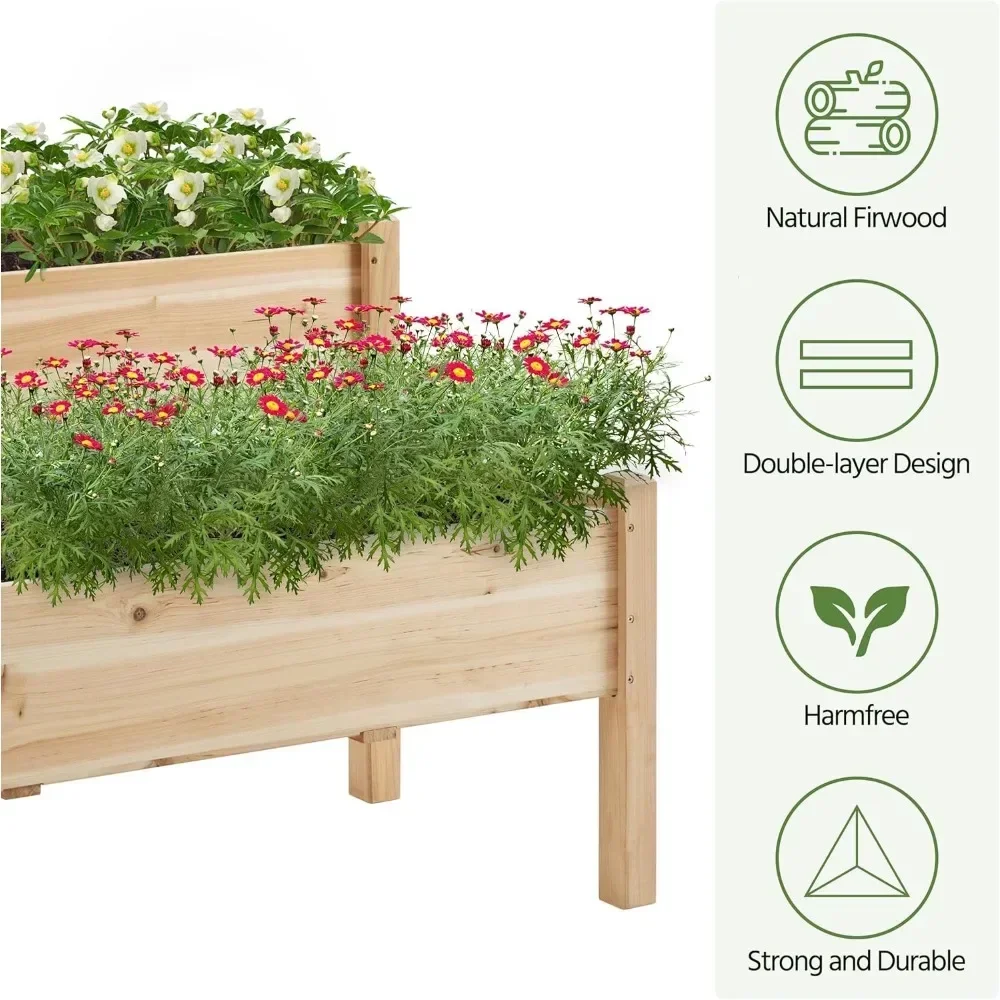 47x41x30in Wooden Raised Garden Bed Horticulture 2 Tiers Elevated Planter Grow Box for Herb with Legs
47x41x30in Wooden Raised Garden Bed Horticulture 2 Tiers Elevated Planter Grow Box for Herb with Legs
