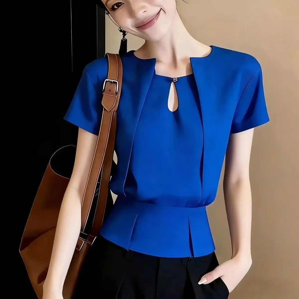 Summer Simplicity Elegant Solid Color O-neck Short Sleeve Blouse Women Clothing Fashion Hollow Out Thin Shirts Ladies Top Tee
Summer Simplicity Elegant Solid Color O-neck Short Sleeve Blouse Women Clothing Fashion Hollow Out Thin Shirts Ladies Top Tee
