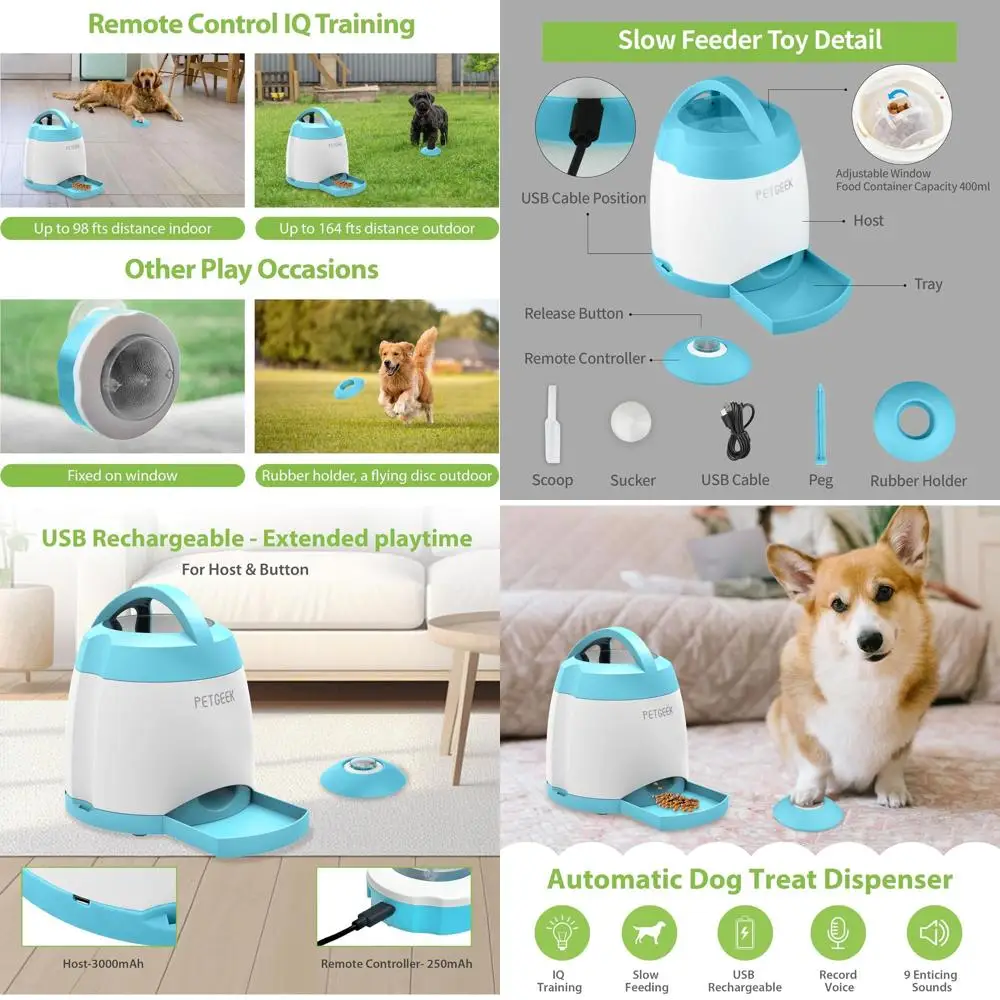 Interactive IQ Puzzle Dog Toy with Remote-Controlled Treat Dispenser, 400ml Capacity, 3000mAh Rechargeable Battery
Interactive IQ Puzzle Dog Toy with Remote-Controlled Treat Dispenser, 400ml Capacity, 3000mAh Rechargeable Battery