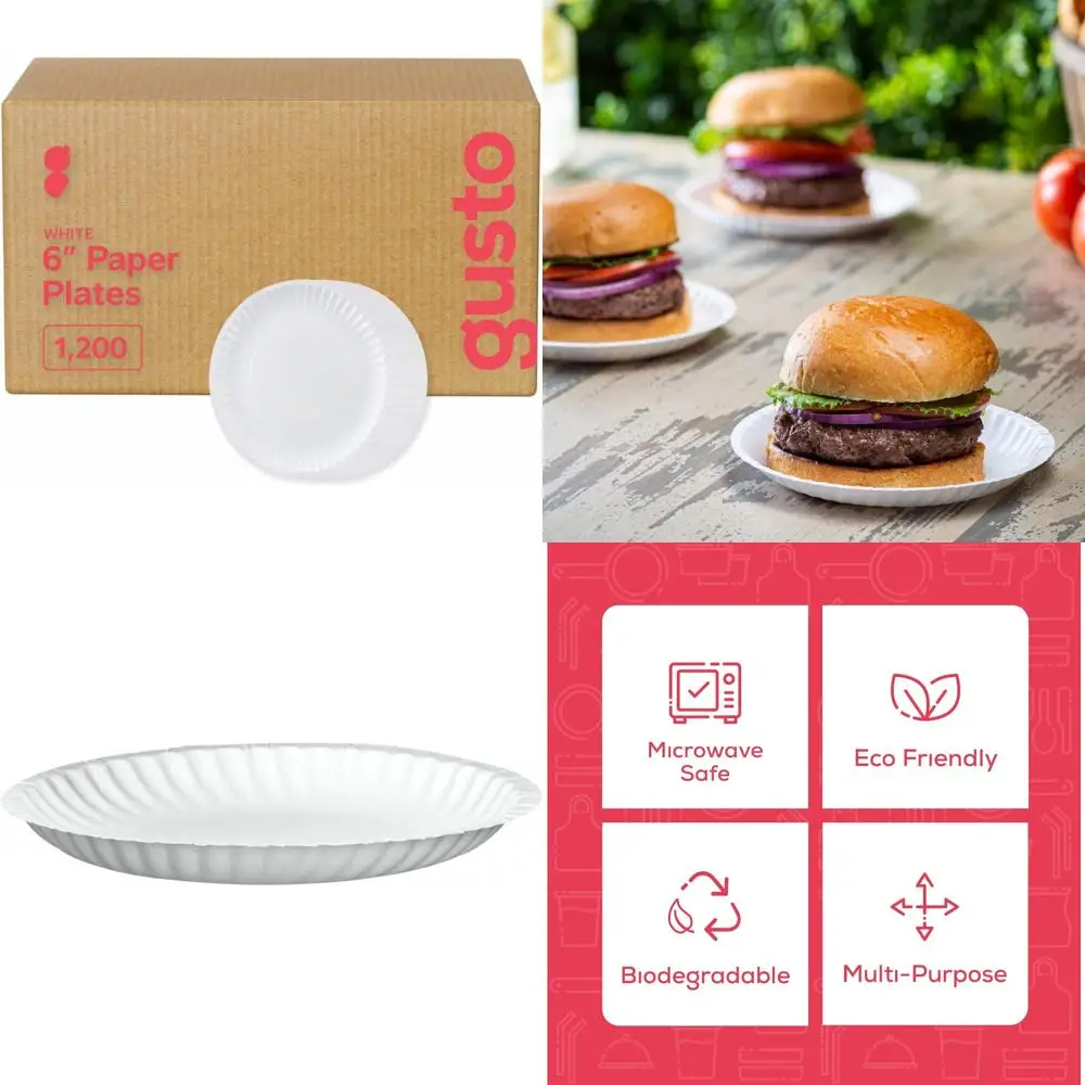 6 Inch White Uncoated Disposable Craft Paper Plates, Pack of 1200, Decorative for Parties and Events
6 Inch White Uncoated Disposable Craft Paper Plates, Pack of 1200, Decorative for Parties and Events