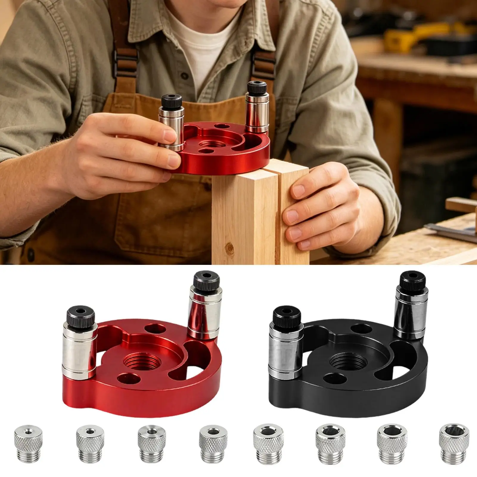 Self Centering Doweling Jig, Self Center Dowel Jig Handheld Drill Guide for Straight Holes Wood Panel Hole Puncher Locator Tool
Self Centering Doweling Jig, Self Center Dowel Jig Handheld Drill Guide for Straight Holes Wood Panel Hole Puncher Locator Tool