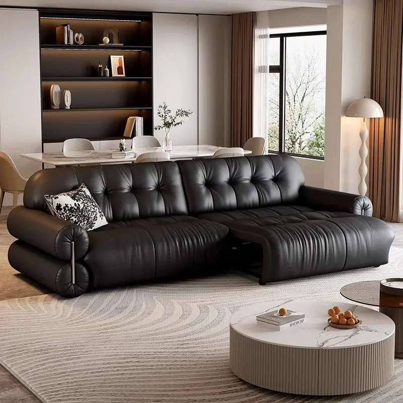 Electric functional sofa, first layer leather against the wall, only electric retractable sofa bed
Electric functional sofa, first layer leather against the wall, only electric retractable sofa bed