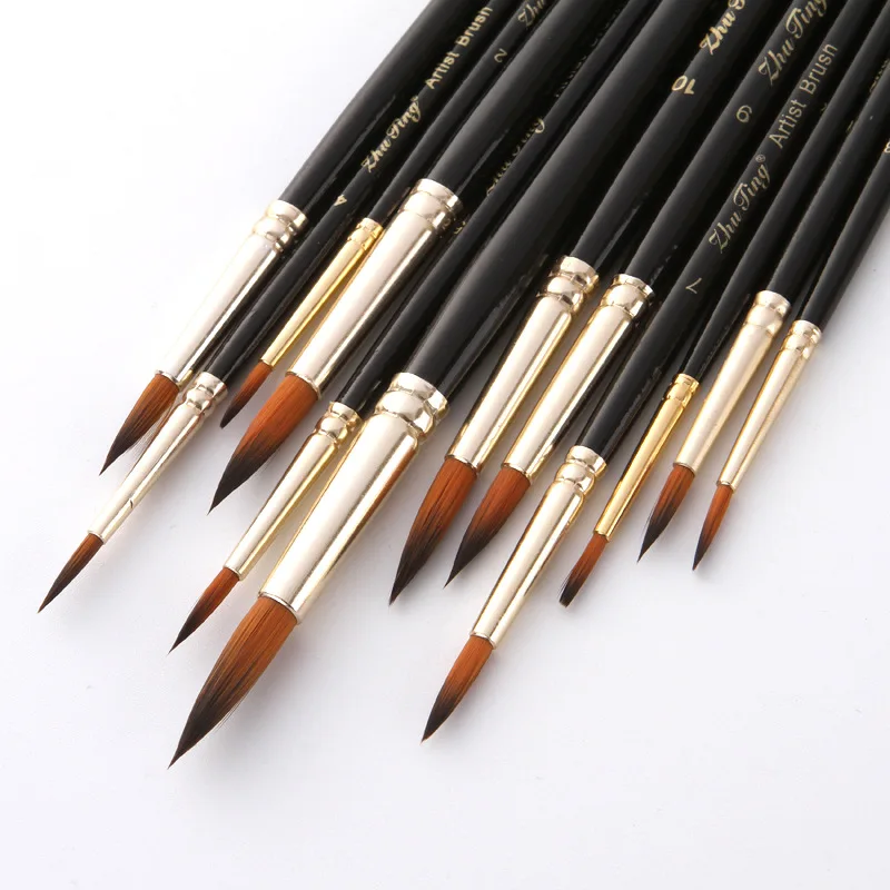 12pcs/set Nylon Bristles Paint Brush Set Round Pointed Tip for Watercolor Oil Acrylic Professional Artist Fine Detail Brushes
12pcs/set Nylon Bristles Paint Brush Set Round Pointed Tip for Watercolor Oil Acrylic Professional Artist Fine Detail Brushes
