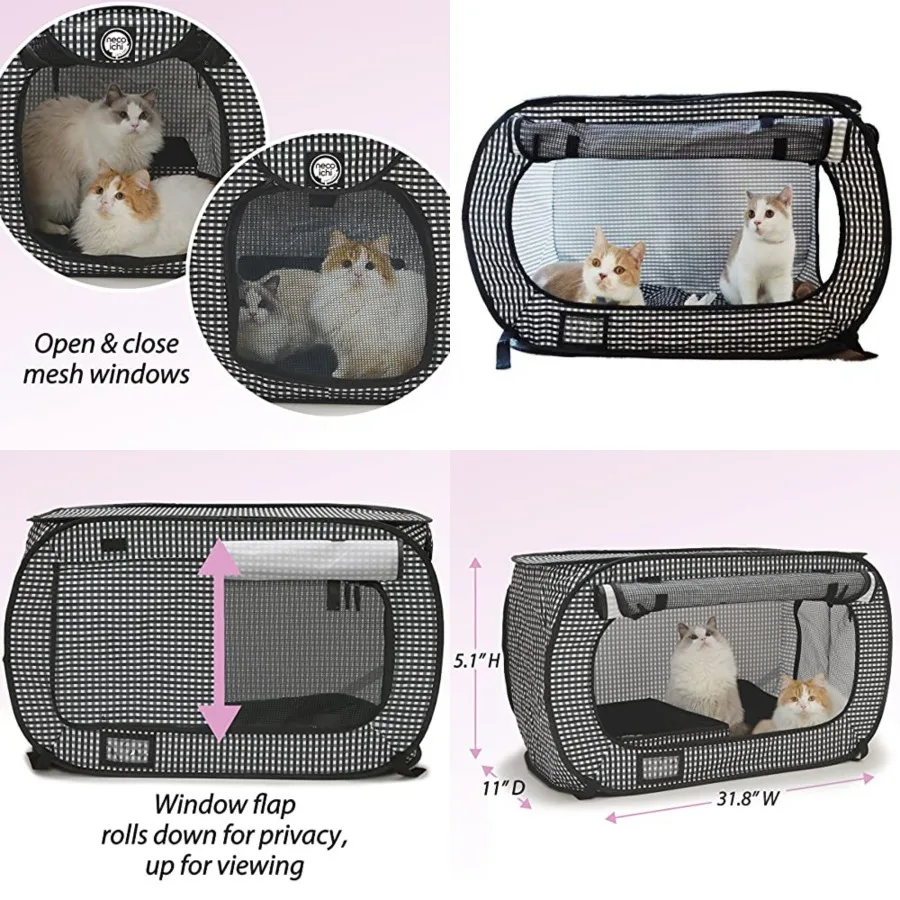 Stress-Free Enclosure Cat Travel Carrier 31.8" L x 20.0" W x 20.0" H Collapsible Gray White Stripes Pop up Kannel, Crates
Stress-Free Enclosure Cat Travel Carrier 31.8" L x 20.0" W x 20.0" H Collapsible Gray White Stripes Pop up Kannel, Crates