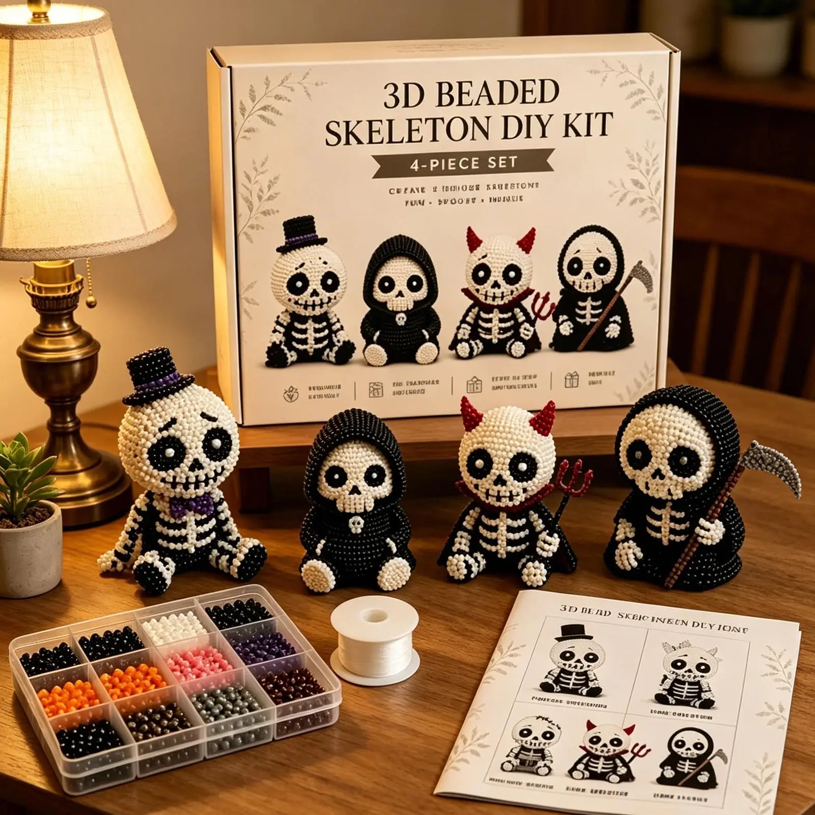Beaded 3D Skeleton Ornament Halloween Adorable Keepsake Beaded Skeleton Figure Ornament Crafts for Home Party Classroom School
Beaded 3D Skeleton Ornament Halloween Adorable Keepsake Beaded Skeleton Figure Ornament Crafts for Home Party Classroom School