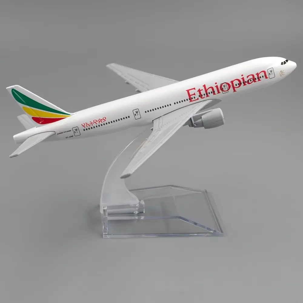 16 cm B777 Ethiopian Air 1:400 Scale 777 Aircraft Model with Base Alloy Plane For Collectible Souvenir Show Gift Decoratio 
16 cm B777 Ethiopian Air 1:400 Scale 777 Aircraft Model with Base Alloy Plane For Collectible Souvenir Show Gift Decoratio