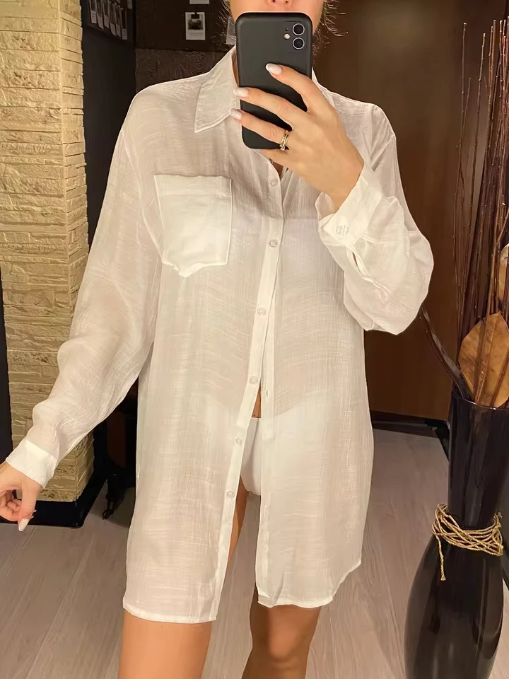 New Cover-ups Beach Dress Beach Wear Beachwear Long Sleeve Shirt Tunic Beach Cover UpCausal Top White Pareo Female Women V4157
New Cover-ups Beach Dress Beach Wear Beachwear Long Sleeve Shirt Tunic Beach Cover UpCausal Top White Pareo Female Women V4157