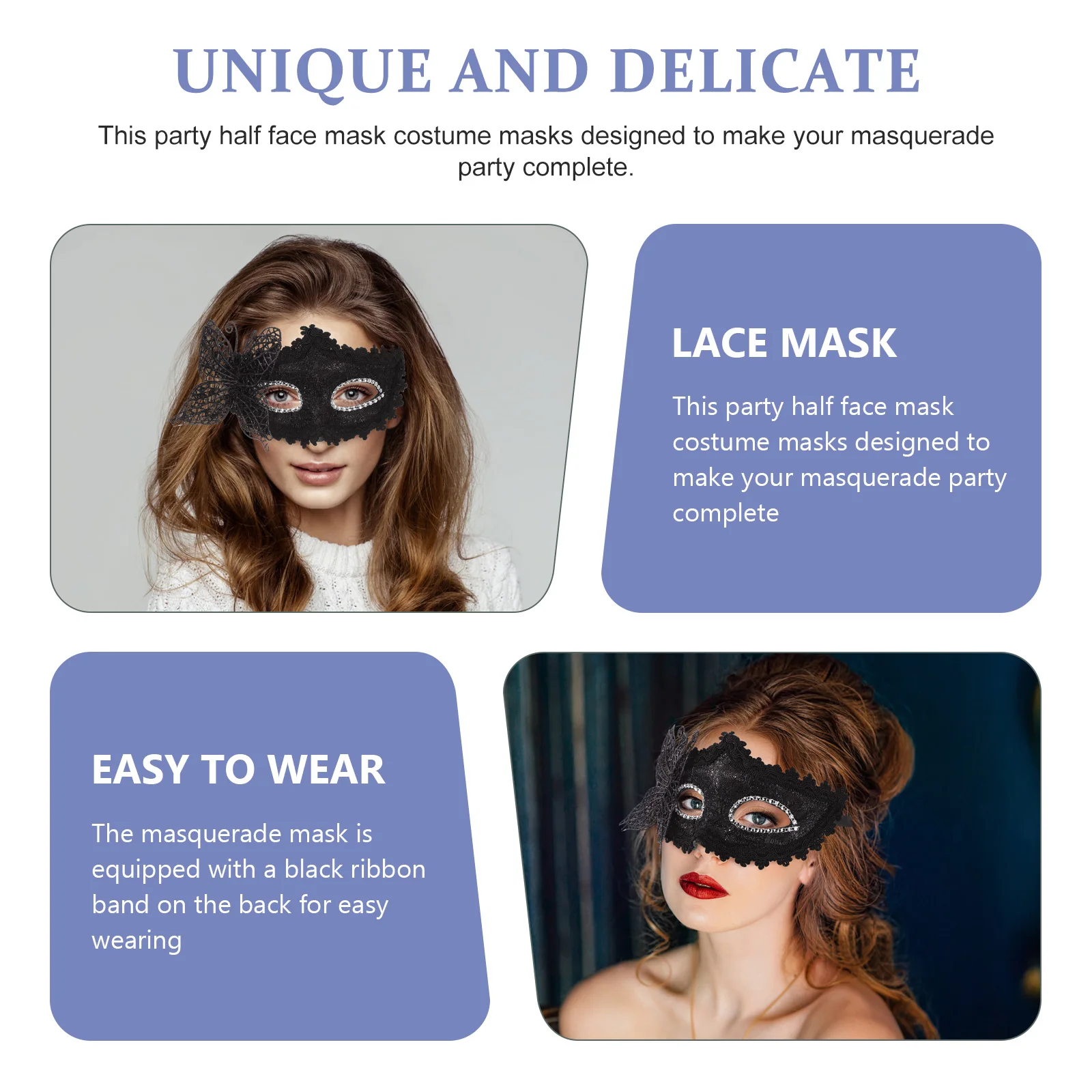 Masquerade Half Face Butterfly Lace Plastic Mask Ribbon Band Party Costume Halloween Birthday Cosplay Accessory
Masquerade Half Face Butterfly Lace Plastic Mask Ribbon Band Party Costume Halloween Birthday Cosplay Accessory