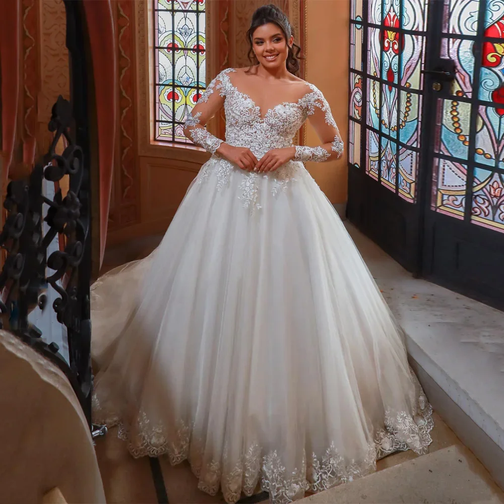 Flavinke Customized Wedding Dresses Scoop Neck Long Sleeves Applique Illusion Zipper Buttons Vestido De Noiva Africa Bridal Gown 
Flavinke Customized Wedding Dresses Scoop Neck Long Sleeves Applique Illusion Zipper Buttons Vestido De Noiva Africa Bridal Gown